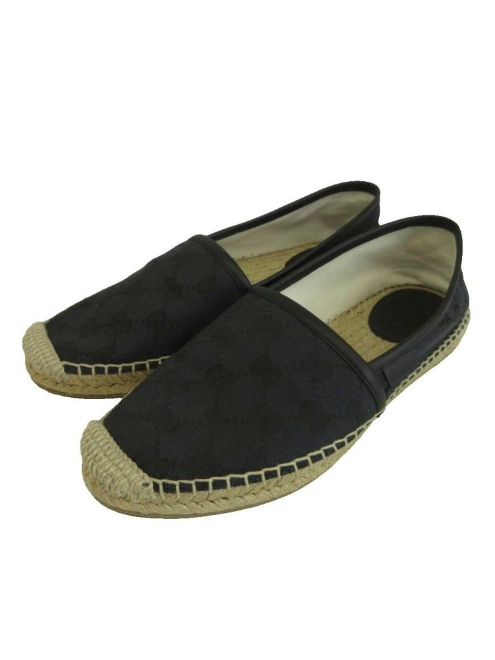 Gucci GG Canvas Espadrille Slip-on Flat Shoes All Over Print Navy Beige